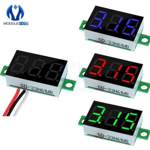 0.36 Inch 0.36'' 3 Wire Mini DC Digital Panel Voltmeter Panel Mount LED Voltage Meter Tester Green Blue Red Module Board