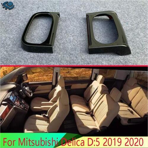 For Mitsubishi Delica D:5 2019 2020 Car Accessories Piano Black Front Center Console Cup Drink Holder Cover Trim