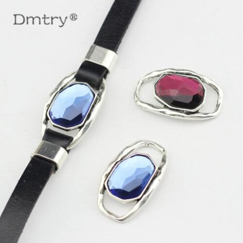 Dmtry 5pcs Wholesale Irregular Crystal Zinc Alloy Connectors Use With 10mm Wide Leather Jewelry Making Findings Beads BB0029