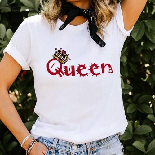 Women T Shirt Letter Queen Printed Fashion Clothes Tees Lady Tshirt for Female Tops Graphic Short sleeve T-shirt Womens Clothing
