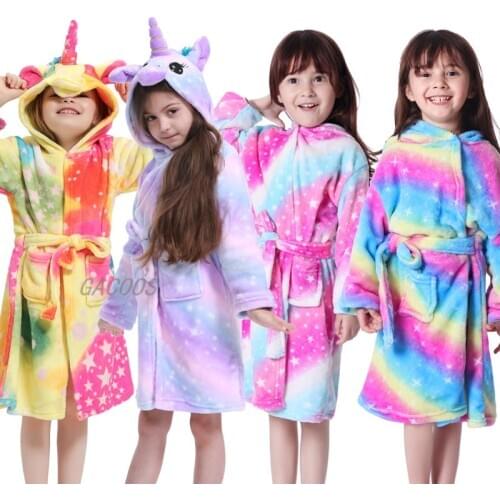 Winter Unicorn Bathrobe For Women Kids Pajamas Animal Cartoon Sleepwear Boys Girls Dressing Gown Nightwear Baby Bathing Robes