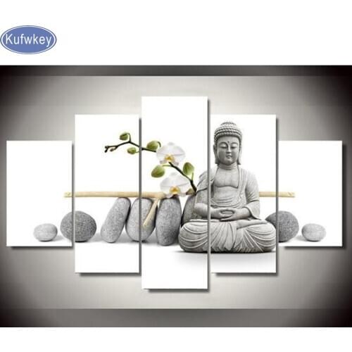 Buddha orchid flower art 5d diy diamond painting full square drill diamond embroidery mosaic modern home decoration 3d painting
