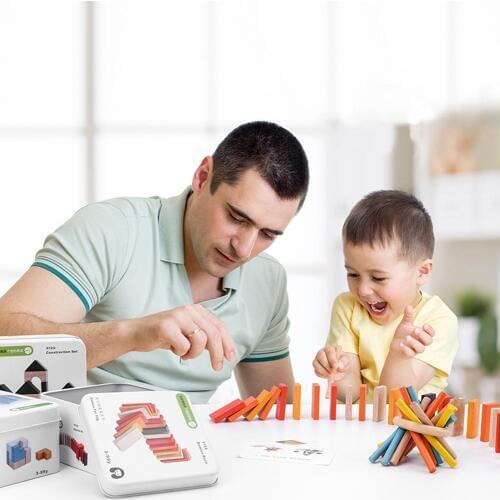 Kdis Blocks Toy Wooden Building Blocks Domino Tangram Puzzles Fishing Game Education Intelligent Kids Toy Stacking/ Fishing Game