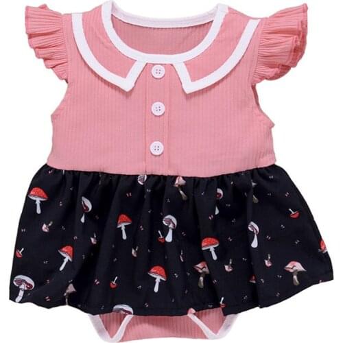 2Pcs Baby Summer Outfits, Match Color Square Color Ruffled Romper + Bowknot Headband Suit for Toddler Girls, 0-2 Years