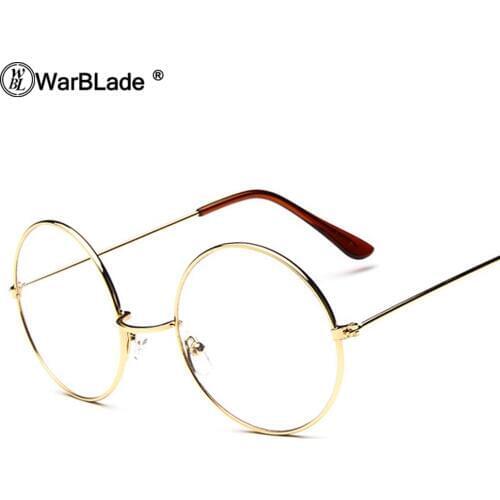 WarBLade Round Glasses Clear Lens Unisex Gold Metal Frame Glasses Frame Optical Men Women Eyeglass Frame Round Glasses Gafas