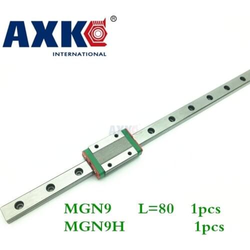 Linear Rail AXK Cnc Router Parts Axk Mgn9 9mm Miniature Linear Slide Set: L- 80mm Railm Gn9h Block Carriage Xyz Cnc Parts
