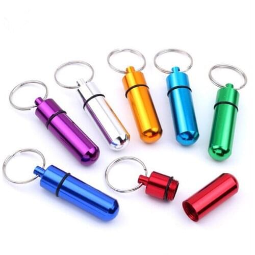 Medicine Bottle Keyring Metal Keyfob Portable Holder Rings Key Chains DIY Pendant Charms Buckle Accessories Sealed Waterproof