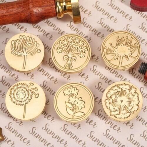 Retro Plants Flower Metal Sealing Wax Seal Stamp for DIY Wedding Invitations Decor Ancient Wax Stamp Craft Antique Wood Seal