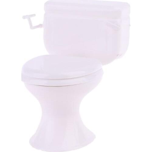 Dollhouse Miniature Furniture Vintage Bathroom Modeling White Toilet Baby Pretend Toys