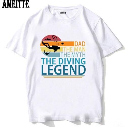 Dad The Man The Myth The Diving Legend Print T-Shirt Fashion Men T Shirts Funny Boy Casual Tops Hipster Man Letter White Tees