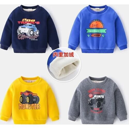 2021 new Winter Kids Plus velvet sweatshirts Thick cotton Fashion Boys girls Warm Cashmere Embroidery T shirt toddler clothing