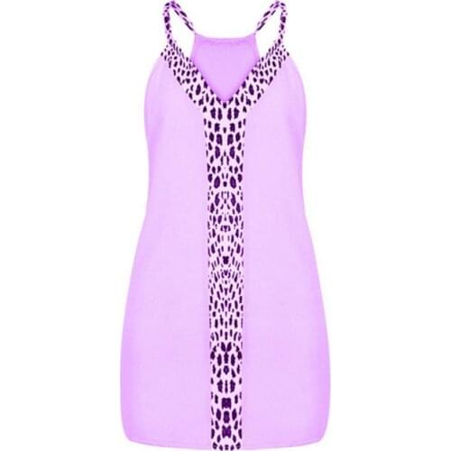 New Stylish Summer Sexy Polyester Vest Tops Deep V Neck Loose Sexy Ladies Sling Leopard Stitching Blouse Daily Streetwear Wear