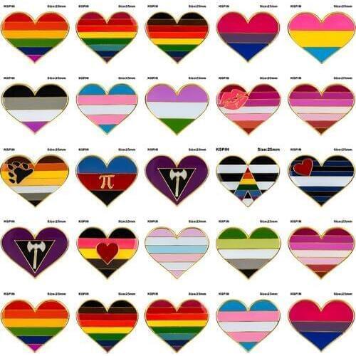 Rainbow Heart Shaped Pride Badge Symbol Pin Metal Badges Decorative Brooch Pins for Clothes Brooch Jewelry