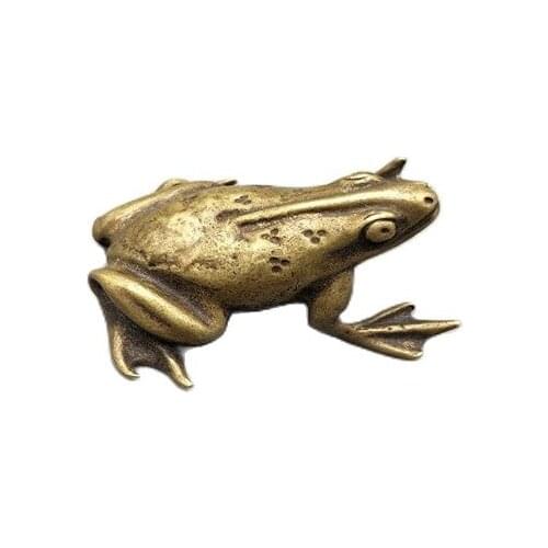 Realistic copper frog Feng Shui decorative bronze statue