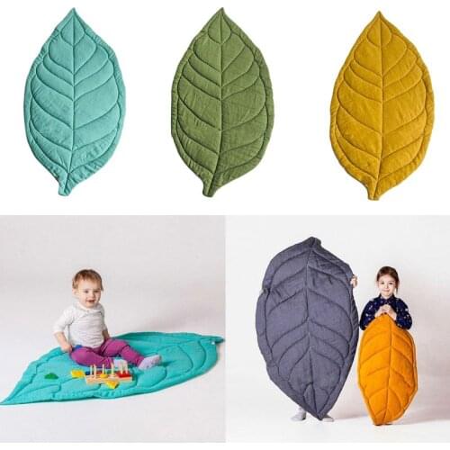 Nordic Newborn Baby Crawling Mat Cotton Bedding Kids Children Carpet Room Decor Green Leaf Shape Soft Crawling Play Mat Game Pad