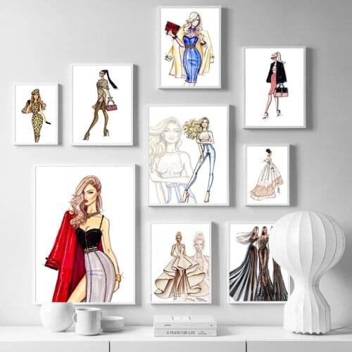 Modern Fashion Girl Dress Handbag Wall Art Nordic Canvas Painting Home Posters Prints Paris Wall Pictures For Living Room Decor