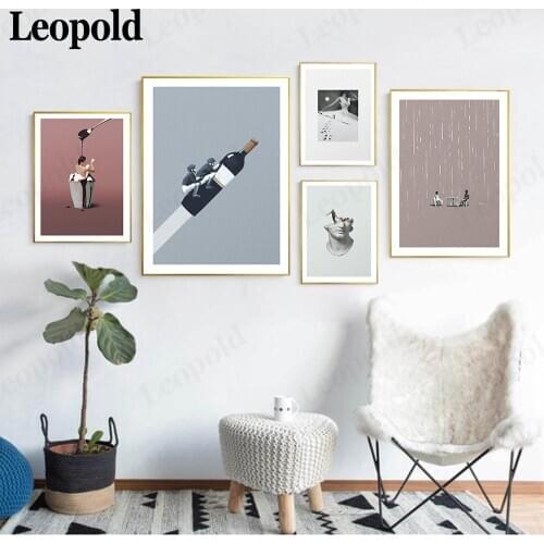 Modern Canvas Creative Poster Cake Cup Bath Wine Bottle Holder Wall Art Abstract Spray Prints Home Decoration