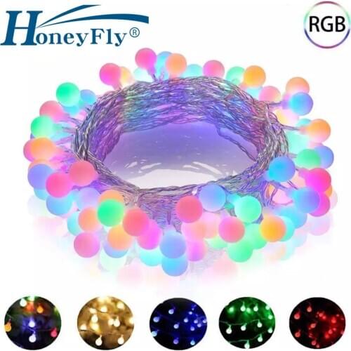 HoneyFly LED Ball String Lamp 10M 100LED 220V/110V Christmas Tree Bulb Fairy Garlands Outdoor Holiday Wedding New Year Deco Lamp