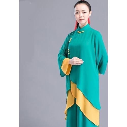 Green Tai Chi Uniform Martial Arts Suit Chinese Warrior Costume Swordsman Kung Fu Outfit Wushu Clothing Kung Fu Clothes TA2040