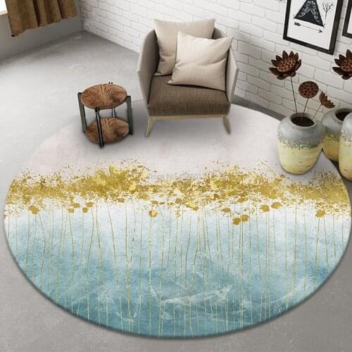 Gold Diamond Velvet Round Carpet Computer Chair Swivel Chair Floor Mat Living Room Bedroom Bedside Blanket Customization