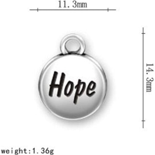 2021 New Message Hope Charm Metal Antique Silver Plated charms for charm bracelet