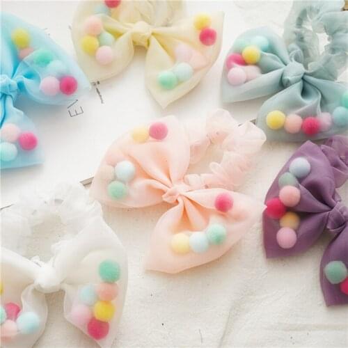 2021 New Girls Sweet Color Butterfly Knot Hair Bands Ball Hair Circle Girl Double Horsetail Head Rope Fashion Hair Accessories
