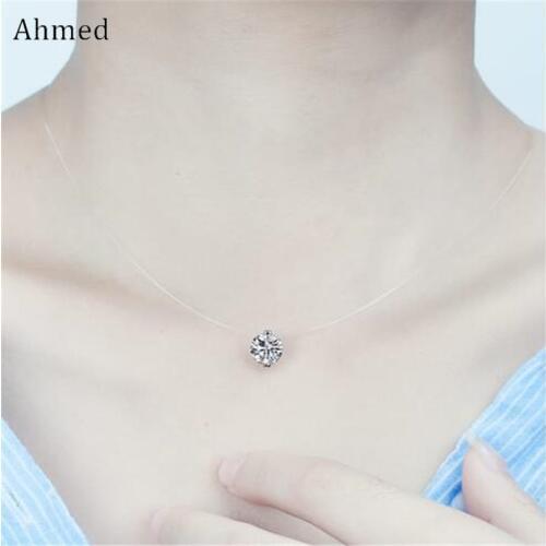 Ahmed Simple Transparent Thin Lines Rhinestone Pendant Tattoo Choker Necklace For Women Charm Fashion Collar Bijoux Jewelry