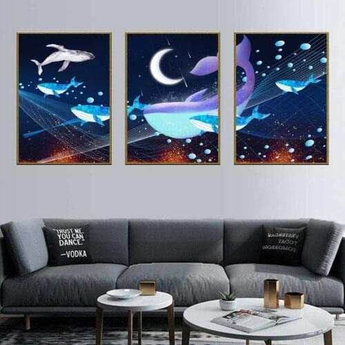 Diamond Embroidery 5D DIY Art Kits Nordic Forest fish Lanscape Poster Diamond Painting Cross Stitch Home Decoration