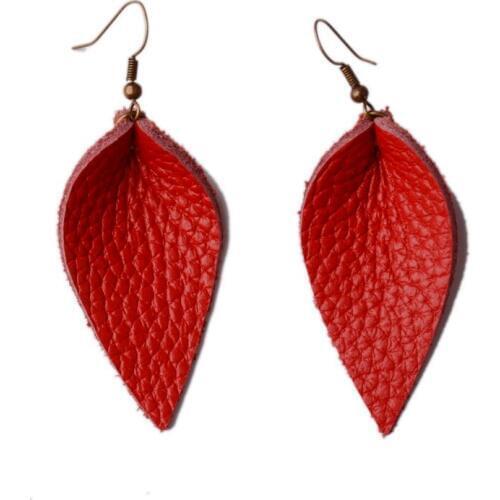 Bohemian Plain Statement Leather Earrings Cutout Genuine Leather Leaf Drop Dangle Earrings Women Femme Party Jewelry Wholesale