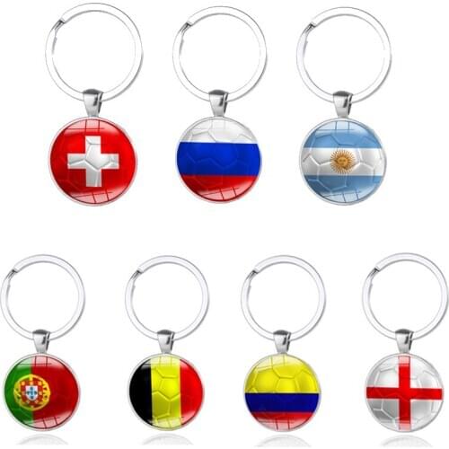 Football Keychain Men Women Fashion Creative Stereoscopic Flag Soccer Ball Jewelry Pendant Key Holder Gift For Bag Car Accessory