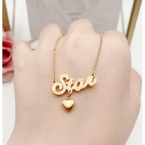 316L Stainless Steel New Fashion Upscale Jewelry Lettering Star Love Heart Lips Charms Chain Choker Necklaces Pendant For Women