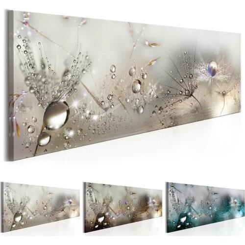 Home Decor Dew Beads Dandelion Wall Art Canvas Prints Paintings on The Wall Picture for Living Room Decoration No Framed