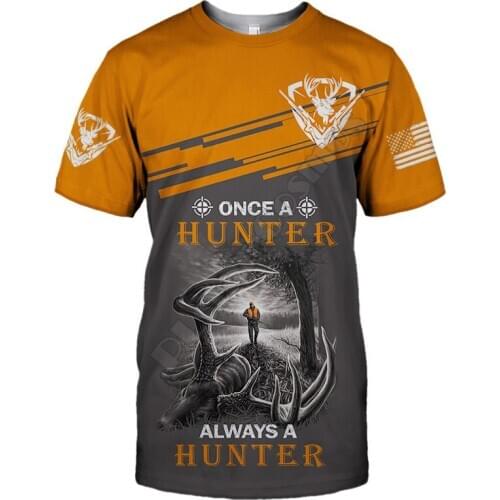 PLstar Cosmos Always A Hunter 3D Printed t shirts women for men Summer Casual Tees Short Sleeve T-shirts Short Sleeve Style-1