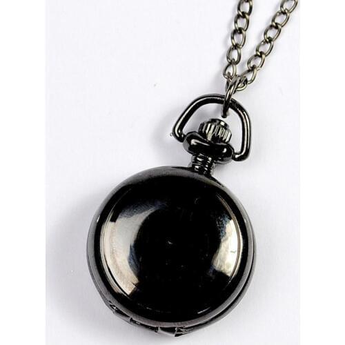 Smooth and bright fashion retro double-sided pocket watch with silver pocket watch necklace star black pocket watch