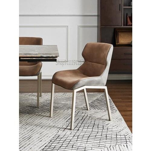 Customized Nordic Dining Chair Designer High Tech Cloth Chair Iron Chair Light Luxury Soft Bag Study Chair Home Desk Chair