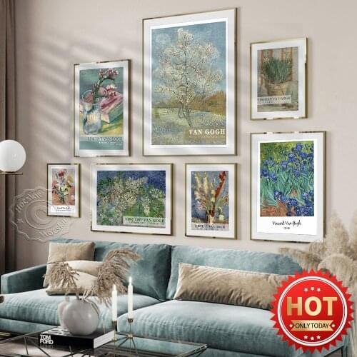 Vincent Van Gogh Langlois Bridge Canvas Painting Poster, Gogh Museum Exhition Poster, Vincent Rose Flower Art Prints, Home Decor