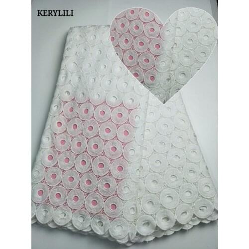 KER YLILI White Lace Fabrics For African Parties Cord Lace Material Guipure Lace Fabric Dress Cotton Mesh Fabric Crafts KRL-1001