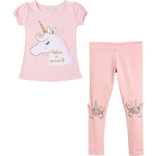 2pcs Outfit Girls Clothes Set Warm Autumn 3 5 6 8Year Children Unicorn Leggings and T shirt Kids Licorne Tees Tops Cotton Pants