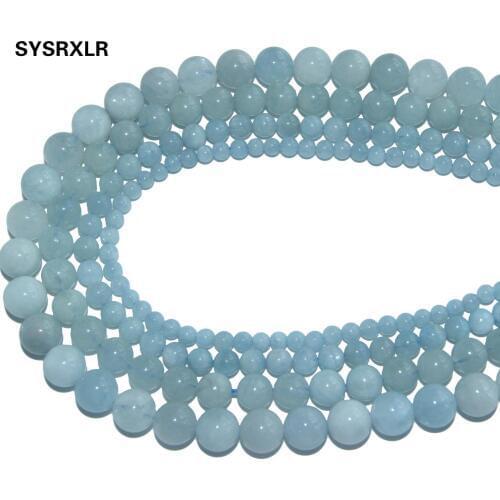 Wholesale Natural Stone Aquamarines Round Loose Spacer Beads For Jewelry Making Charm DIY Bracelet Necklace Material 4 6 8 10 MM