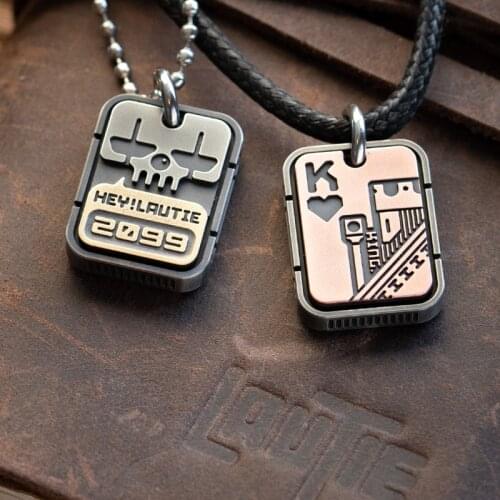 LAUTIE Clown Poker Tags Collection EDC Keychain Necklace Cupronickel, Brass, Copper, Zirconium Alloy Pendant Gift For Men