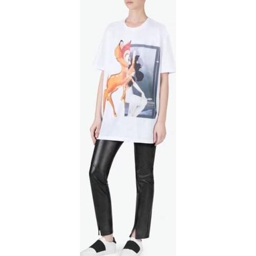 Summer Fawn T-Shirt Cotton Animal Oversize T O-Neck High Quality Top Soft Casual Women Shirt Couple Wear Original