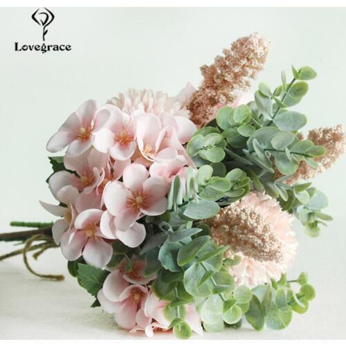 Lovegrace Silk Rose Flower Wedding Bouquets for Bridesmaids Wedding Bouquet Artificial Flowers Home Hotel DIY Decorative Flowers
