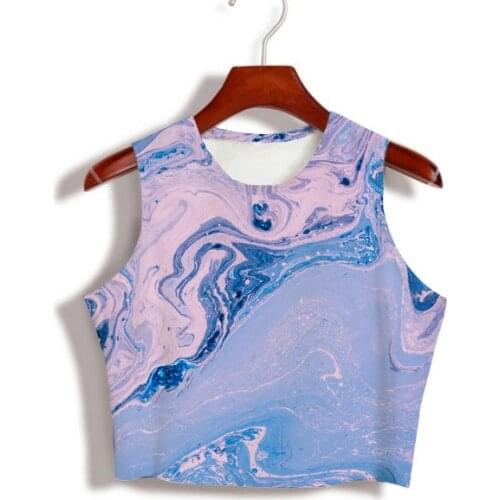 Marble 3D Sublimation Print Custom Made your own designs Milk Silk sleeveless Crop Tops