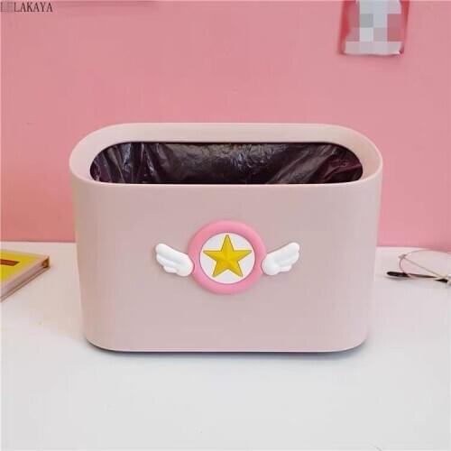 Cartoon Card Captor Sakura Trash Can Creative Kitchen Bathroom Waste Bin No Cover Action Figure Fashion Garbage Storage Bucket
