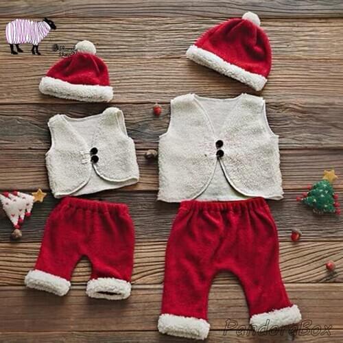 Newborn Christmas Clothes Photography Props Baby Boy Girl Photoshoot Xmas Hat+Outfits Sets Props fotografia Accessories Costume