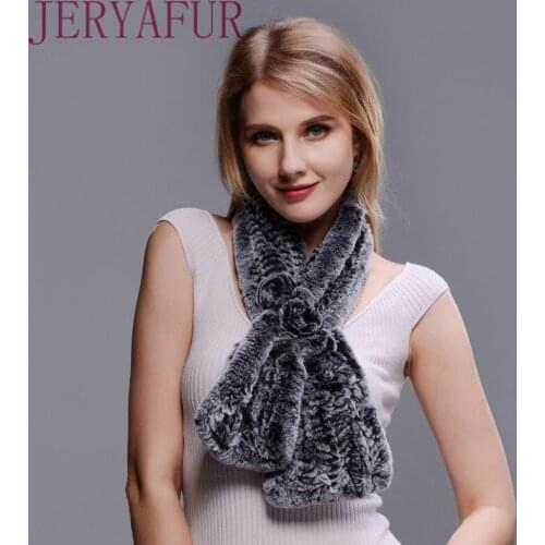 New Winter Neck Warm Scarf For Women Real Natural High Quality Rabbit Fur Short Style Scarf Ladys Fur Scarf With Three Flowers