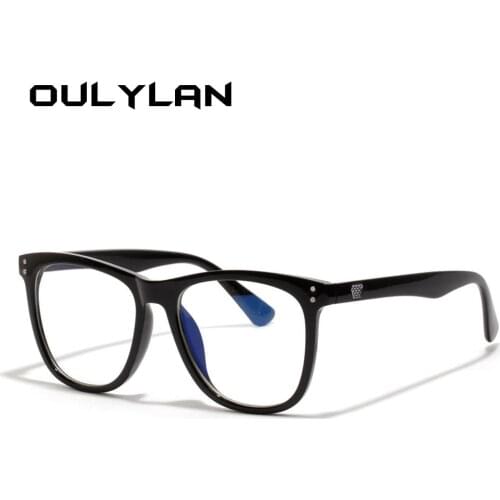 Oulylan Anti Blue Light Glasses Frame Women Men Optical Spectacle Frames Vintage Black Eyeglasses Clear Prescription Glasses