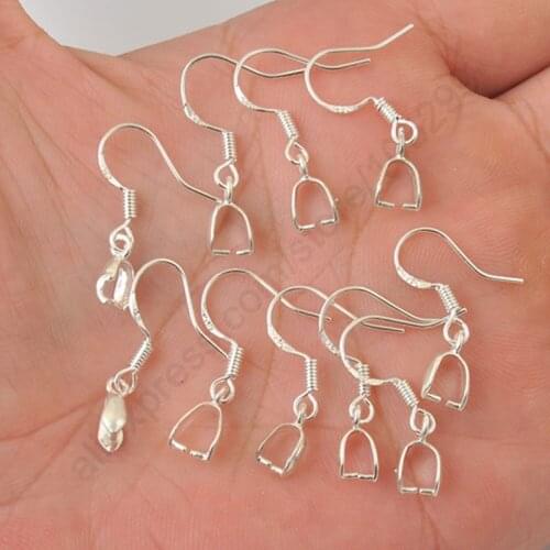 Wholesale 100PCS 925 Hooks Earrings Pinch Bail 925 Sterling Silver Earring Earwire 24 Hours Handle Fast Deliver