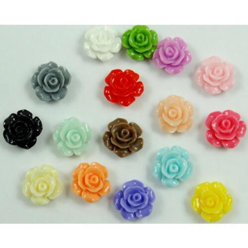 Wholesale 100PCs various colors Rose Flower Shape Acrylic Beads Bracelet Necklace Jewery Findings 15mm 100Pcs/Bag NO HOLE