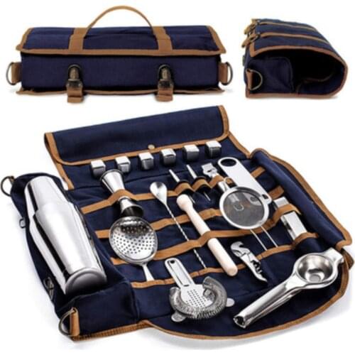 Bar Bartender Carrying Bag Creative Bartender Canvas Toolkit Pack Bar Tools Cocktail Shaker Set Storage Bag Only